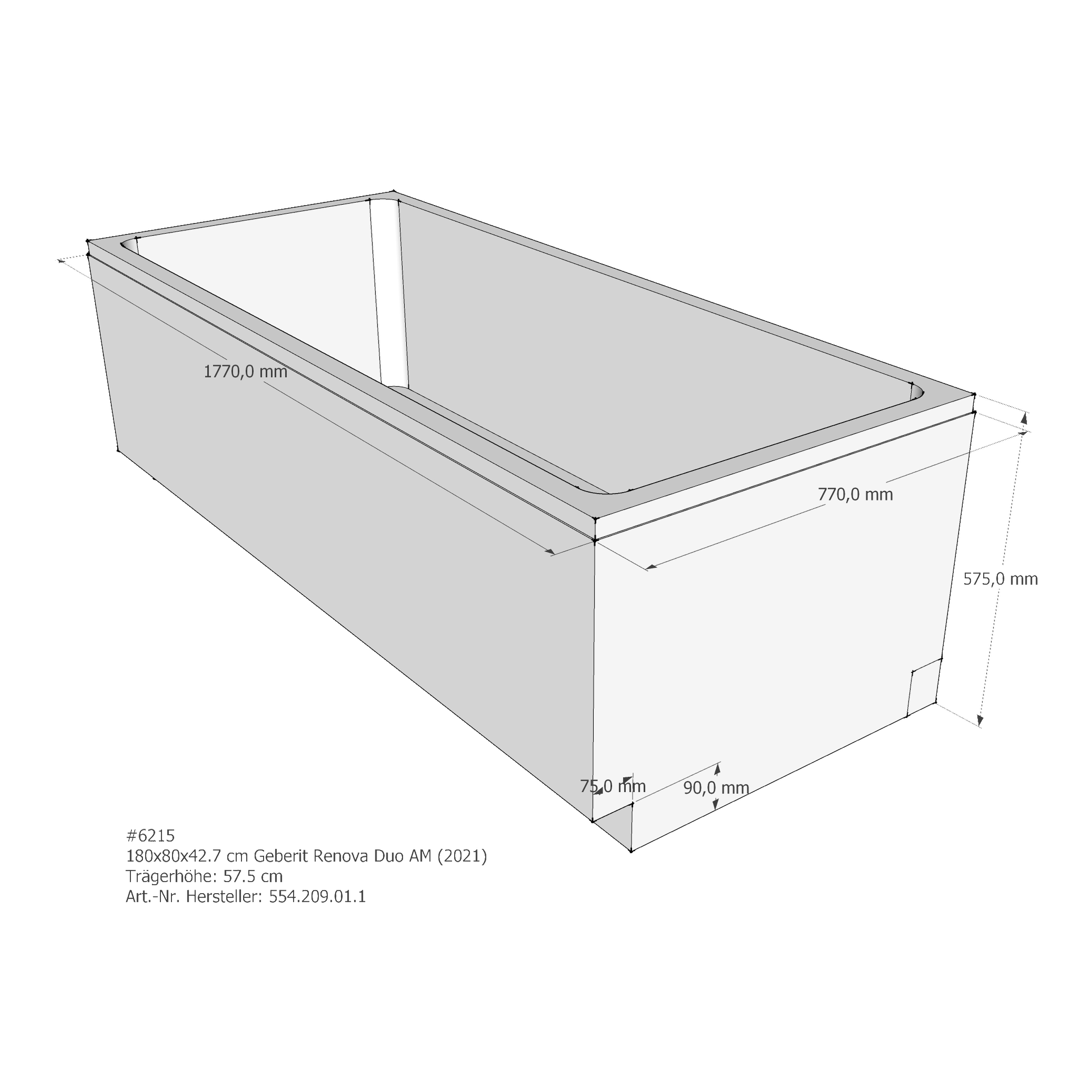 Badewannenträger für Geberit 180 × 80 × 42,7 cm Badewannenträger für Geberit 180 × 80 × 42,7 cm