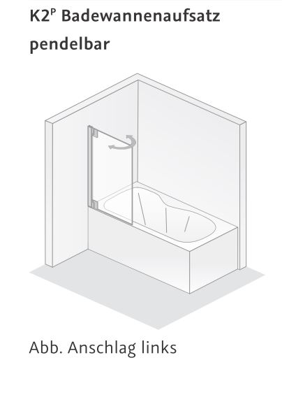 HSK Badewannenaufsatz pendelbar 1-teilig „K2P“ Glas Mattierung mittig (65 cm), Profile Chromoptik (Alu Hochglanz poliert), Scharniere nicht pendelbar, H: 1400 mm HSK Badewannenaufsatz pendelbar 1-teilig „K2P“ Glas Mattierung mittig (65 cm), Profile Chromoptik (Alu Hochglanz poliert), Scharniere nicht pendelbar, H: 1400 mm