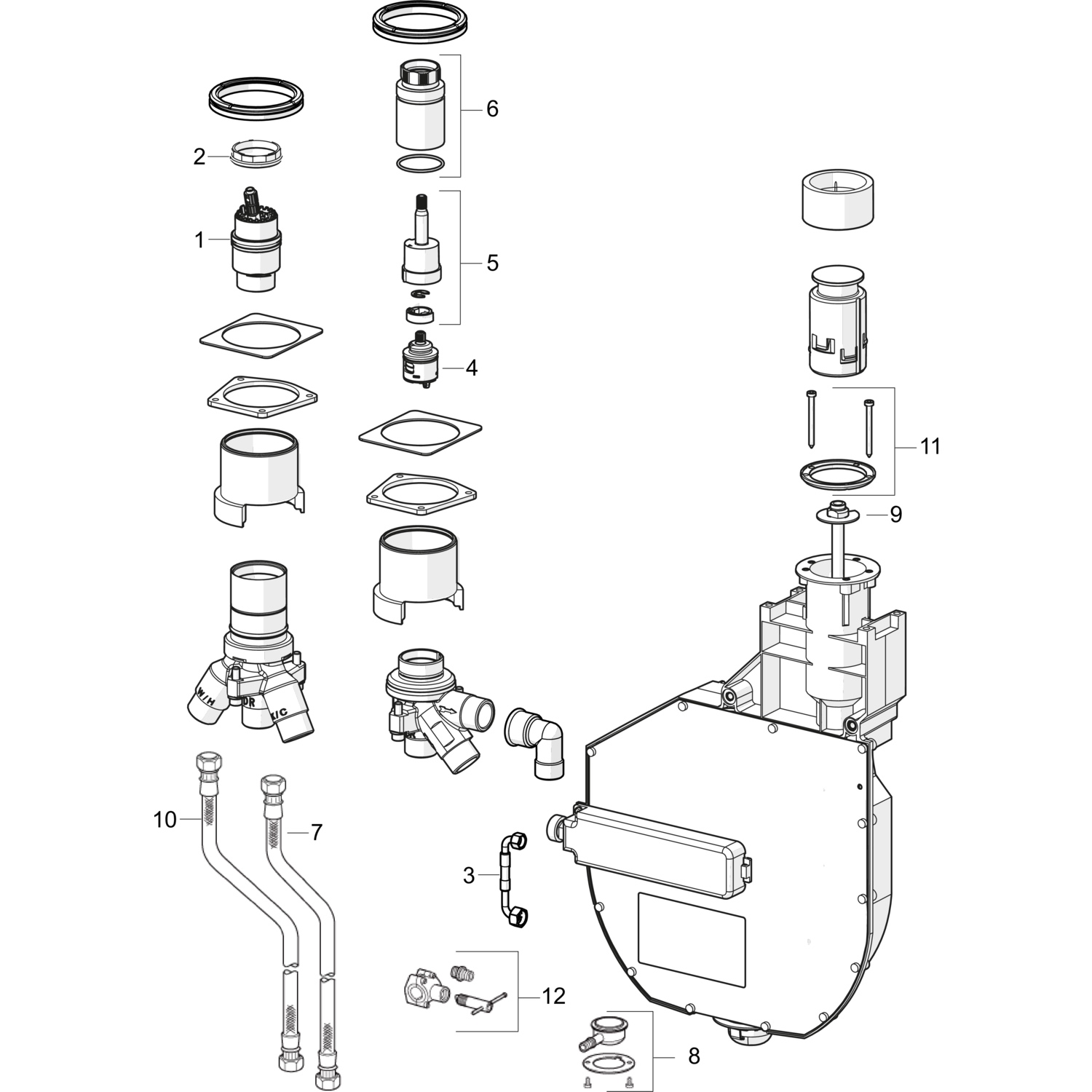 HA UP-Rohbauset Bade- und Brausearmatur HANSA 5303 DN20