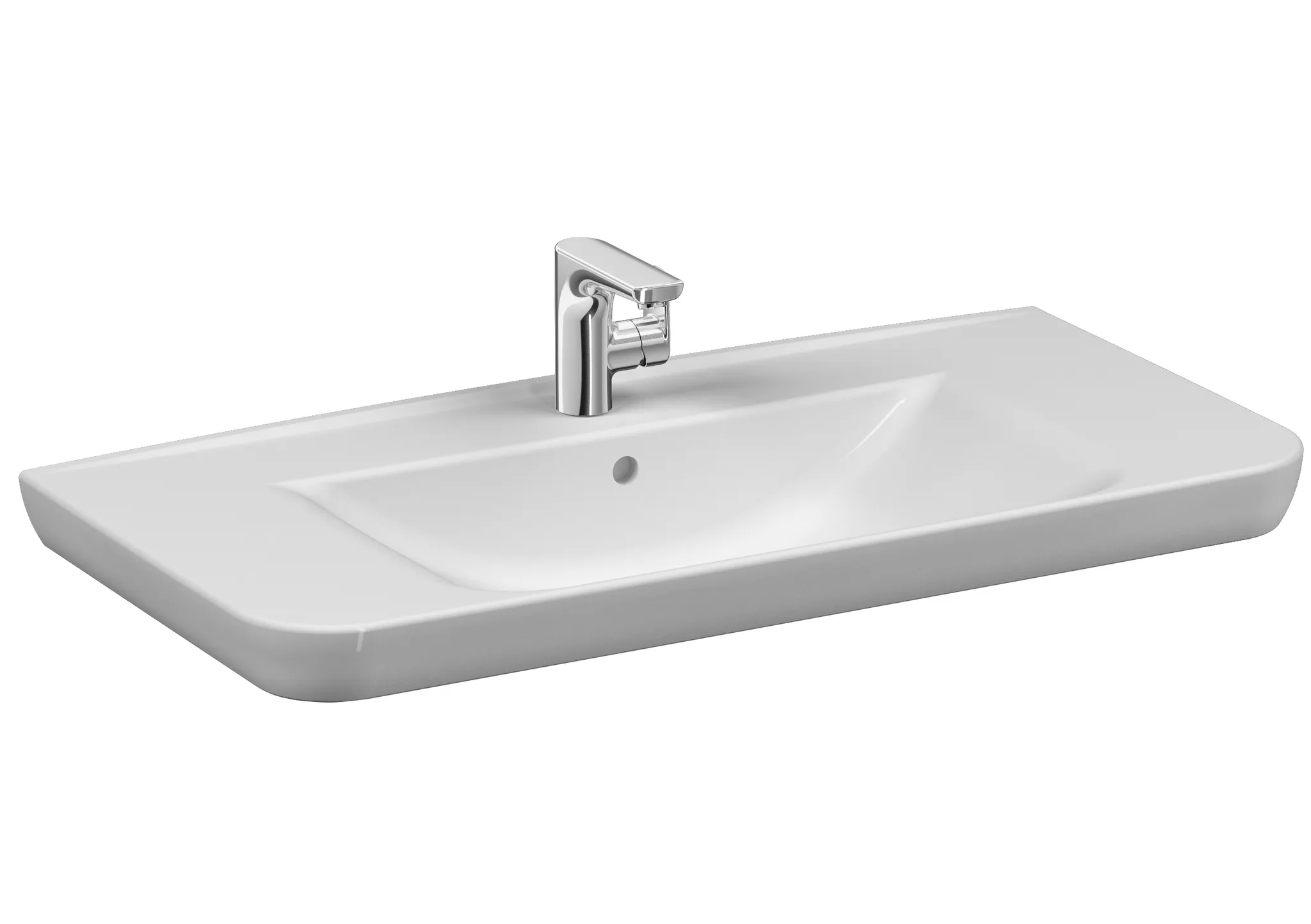 Sento Waschtisch 98 x 49 cm Hahnloch Überlaufloch Weiß Hochglanz mit Oberflächenveredelung Clean Sento Waschtisch 98 x 49 cm Hahnloch Überlaufloch Weiß Hochglanz mit Oberflächenveredelung Clean