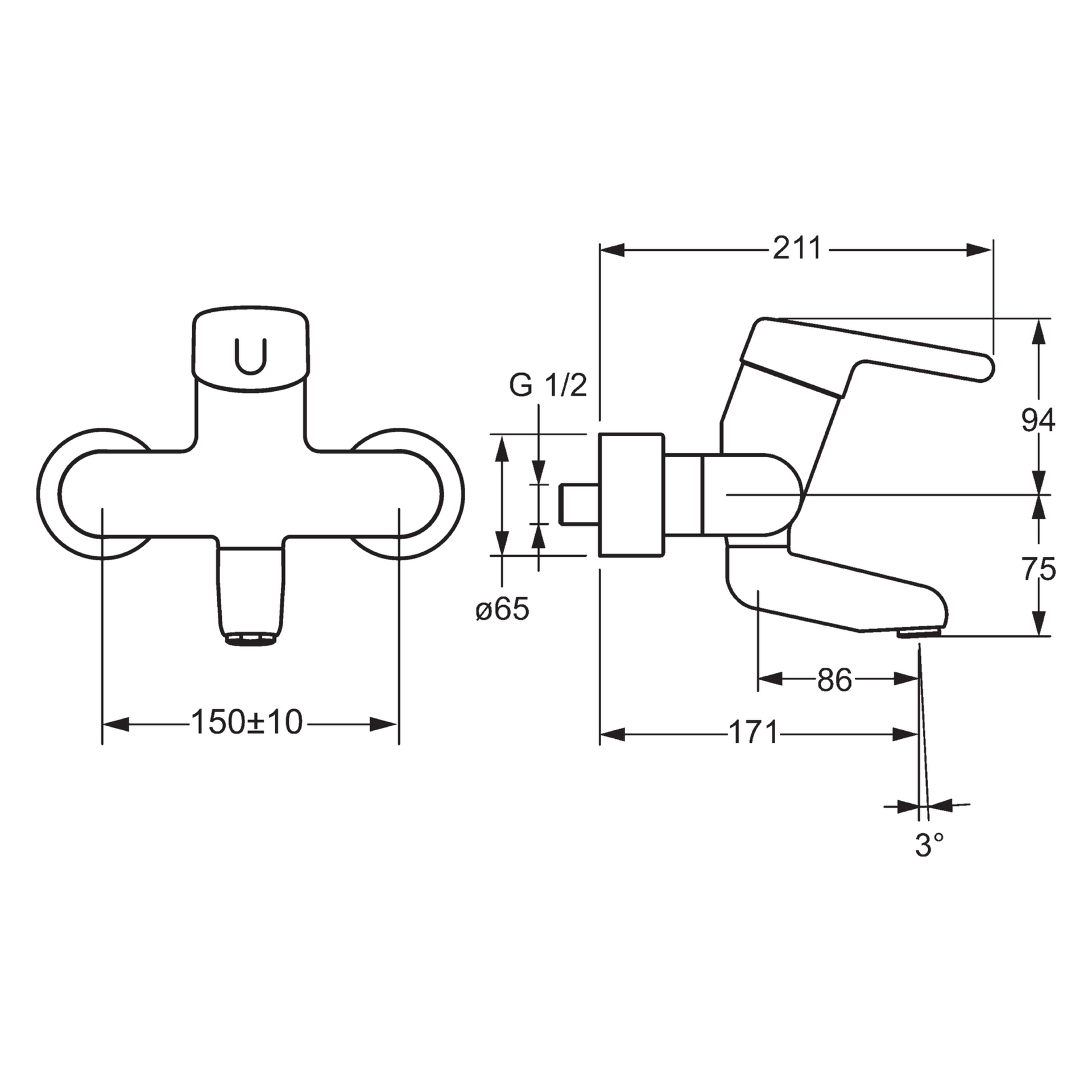 Einhand-Waschtischarmatur „Medipro“ Ausladung 171 mm in Chrom Einhand-Waschtischarmatur „Medipro“ Ausladung 171 mm in Chrom