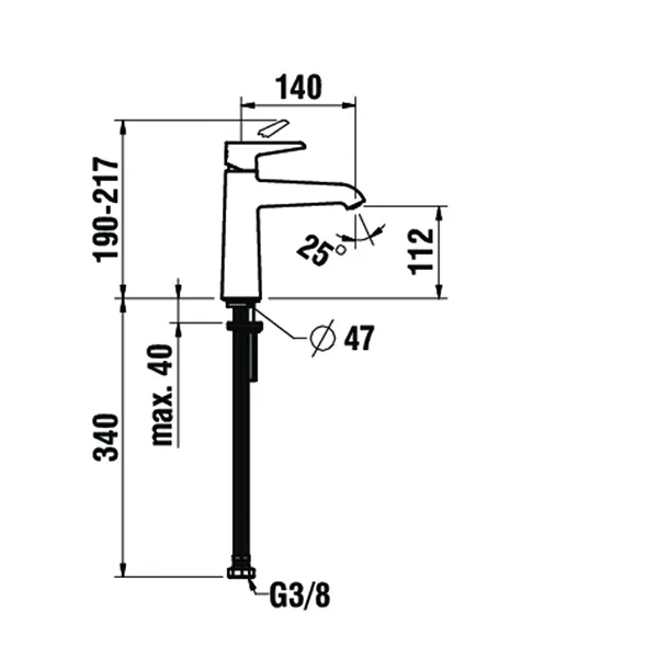 Laufen PURE HF901704, halbhohe Einhebel-Waschtischmischer, Festauslauf, 140mm Ausladung, 190mm Höhe, PVD Titanschwarz Laufen PURE HF901704, halbhohe Einhebel-Waschtischmischer, Festauslauf, 140mm Ausladung, 190mm Höhe, PVD Titanschwarz