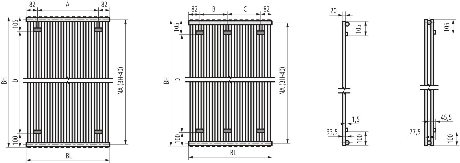 Kermi Design-Heizkörper „Pio®“ zweilagig 60,4 × 90 cm in Anthracite Grey