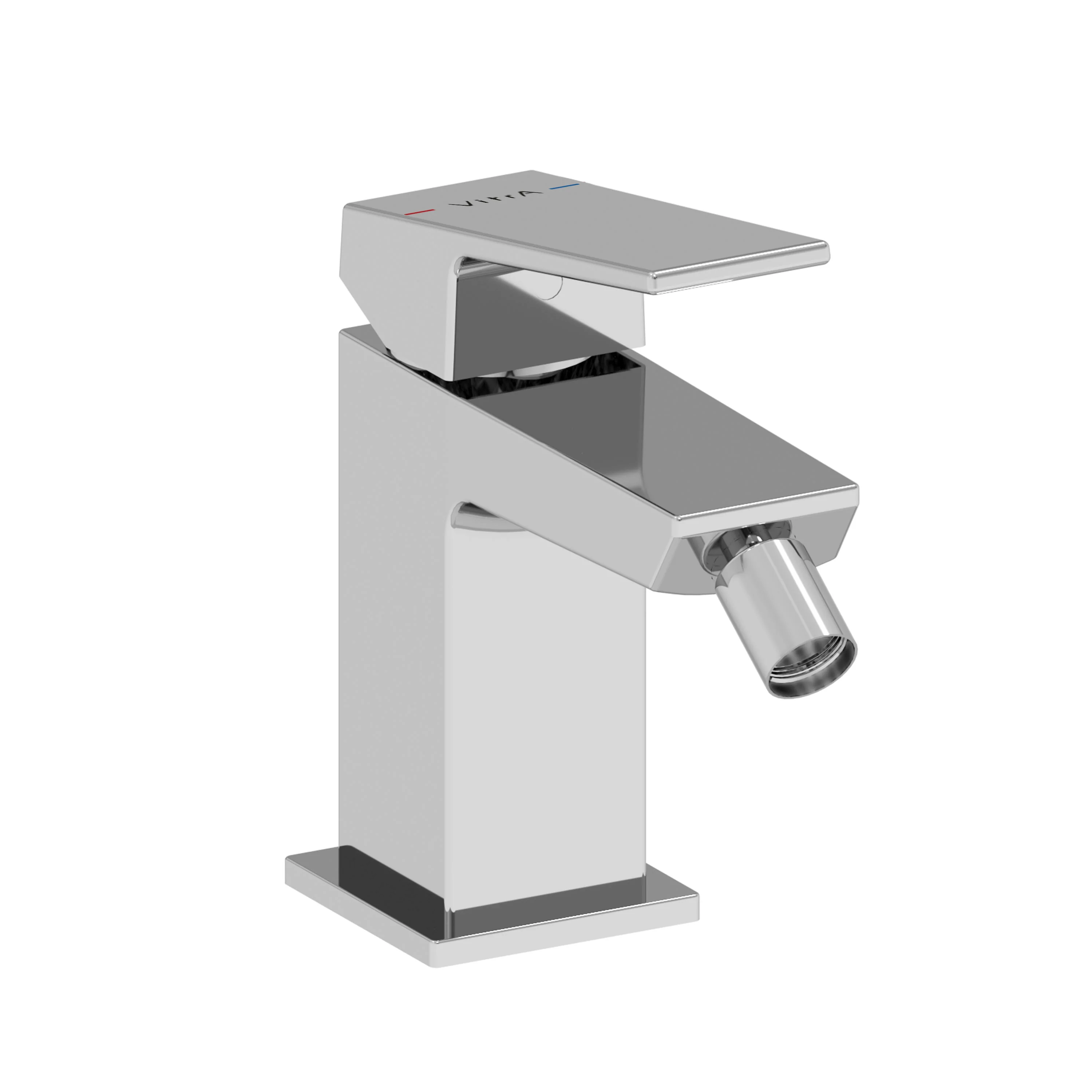 Minimax Square Einhebel-Bidetmischer mit Ablaufgarnitur Höhe 15 cm Einlochmontage Chrom