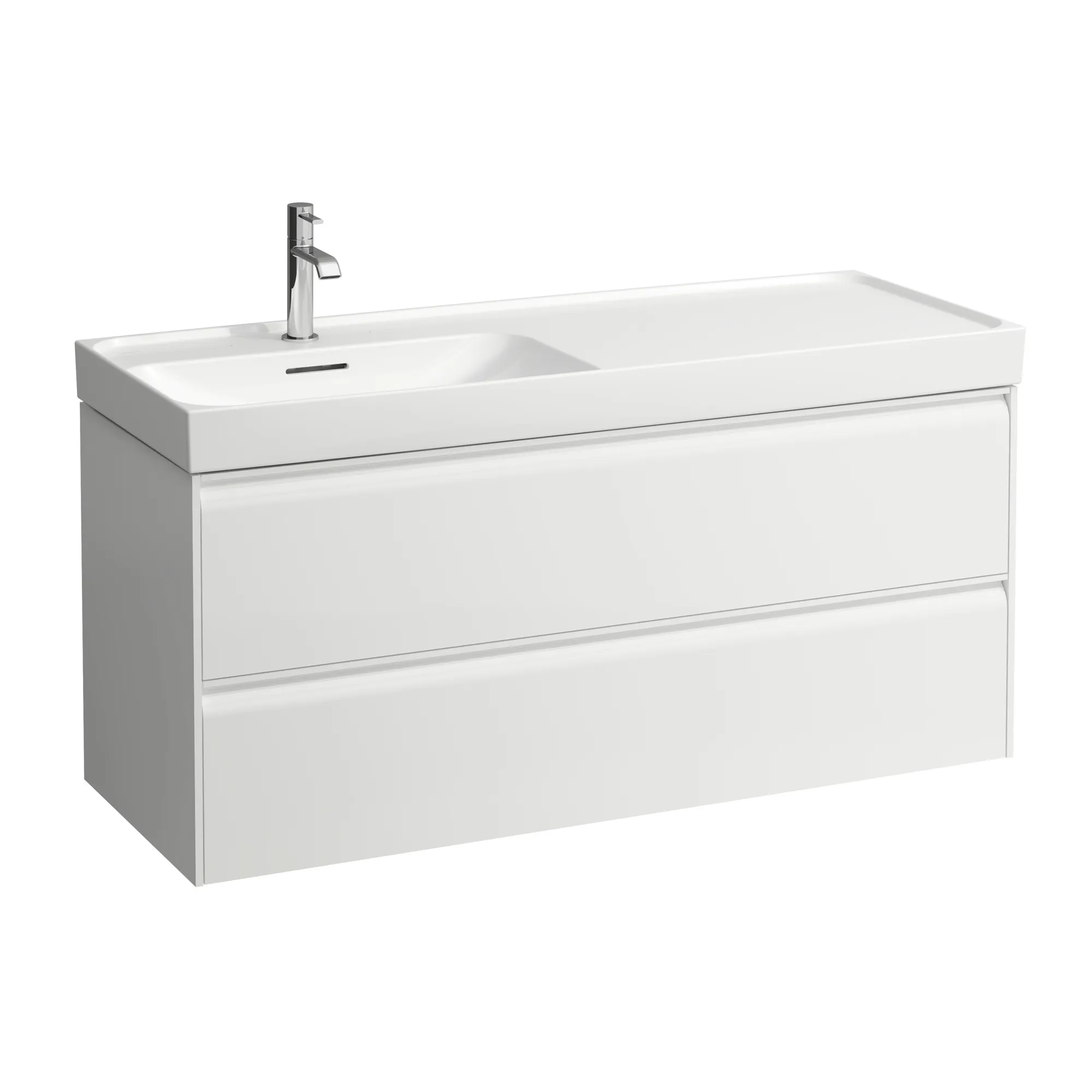 Waschtischunterbau MEDA 448x1182x515 2 Schubladen integrierte Griffleiste für Waschtisch H817110 weiß matt