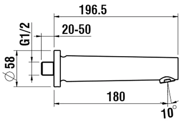 Laufen THE NEW CLASSIC Wanneneinlauf Festauslauf Ausladung 180 mm chrom Laufen THE NEW CLASSIC Wanneneinlauf Festauslauf Ausladung 180 mm chrom