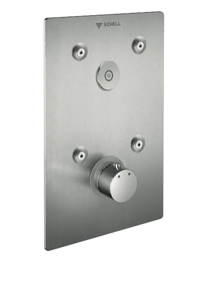 Unterputz-Dusche LINUS Basic D-C-T, Mischwasser, Thermostat, Frontplatte, IP65 (CVD-Touch-Elektronik), Frontplatte Edelstahl gebürstet