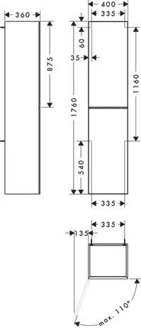 Xevolos E Hochschrank Schiefergrau Matt 400/360, Türanschlag links Bronze Struktur Xevolos E Hochschrank Schiefergrau Matt 400/360, Türanschlag links Bronze Struktur
