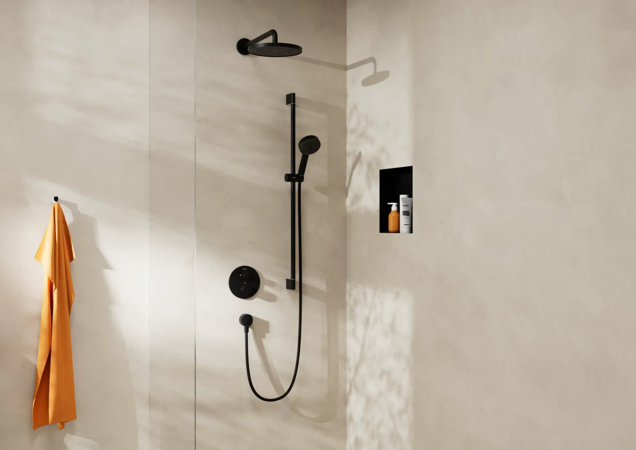 Hansgrohe FixFit Wandanschluss S mit Rückflussverhinderer, mattschwarz, DN15, G 1/2