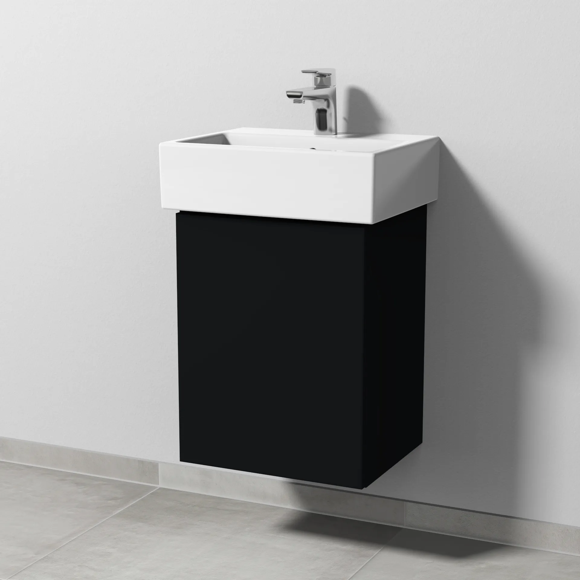 Sanipa Waschtischunterschrank „3way“ passend zu Keramik-Waschtische Vero Air von Duravit 400 × 520 × 332 mm in Schwarz (matt), Anschlag links