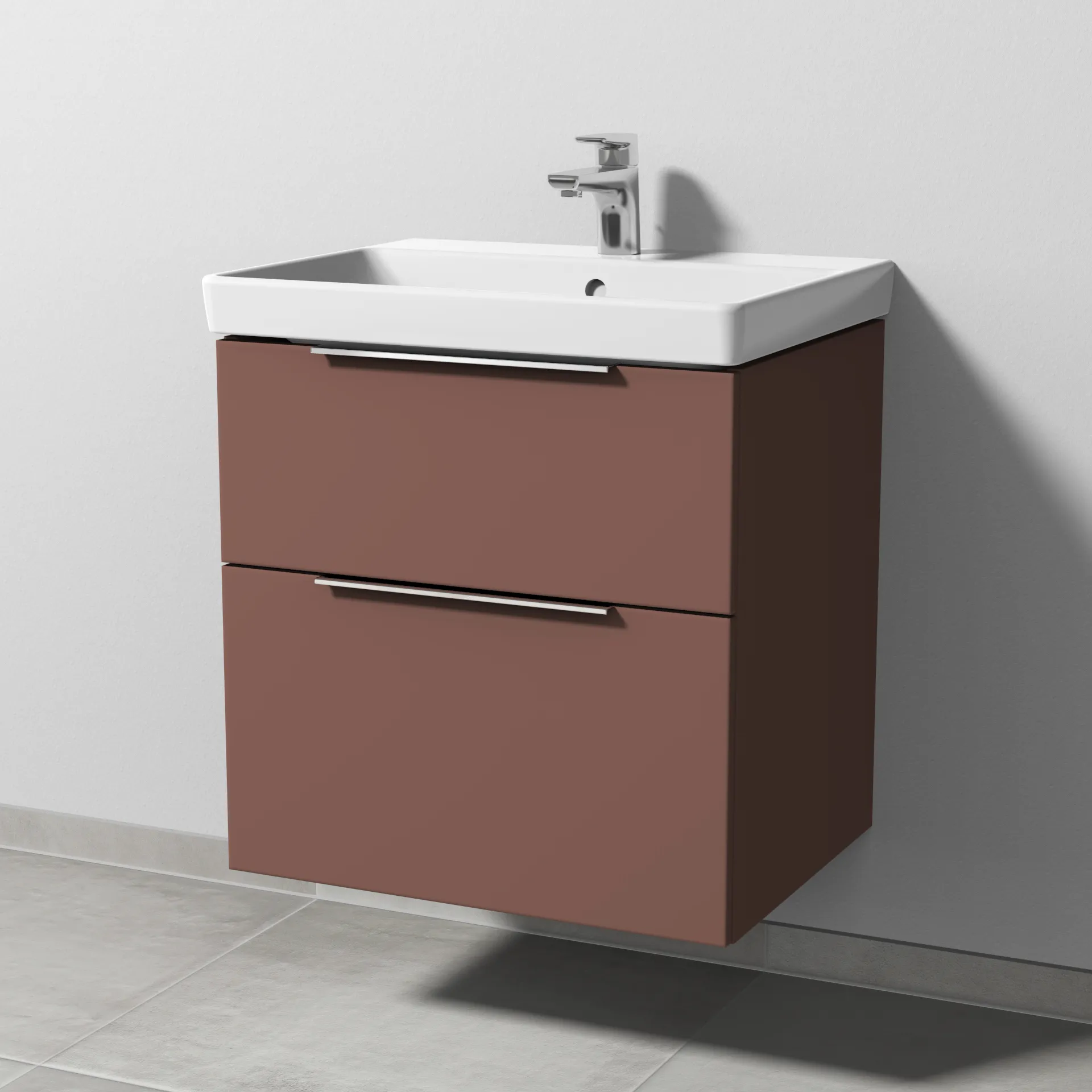 Sanipa Waschtischunterschrank „3way“ passend zu Keramik-Waschtische Avento von Villeroy & Boch 580 × 580 × 452 mm in Wine-Red