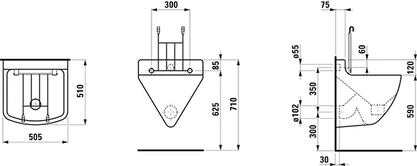 Wandausguss BERNINA 510x505x530 ohne Hahnloch mit Klapprost weiß Wandausguss BERNINA 510x505x530 ohne Hahnloch mit Klapprost weiß