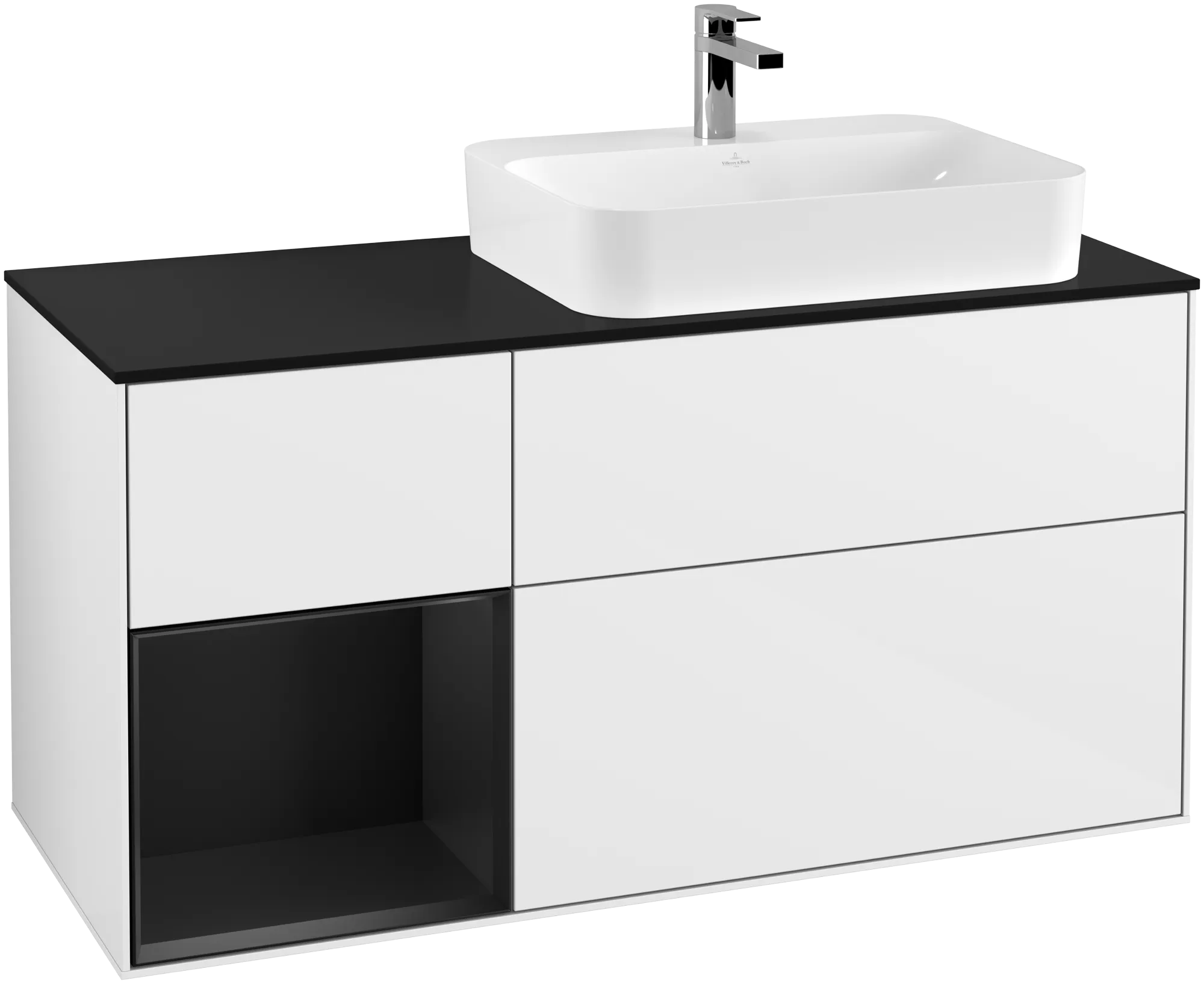 Villeroy & Boch Finion Waschbeckenunterschrank G39 1200x603x501mm Glossy White Lacquer / Black Matt