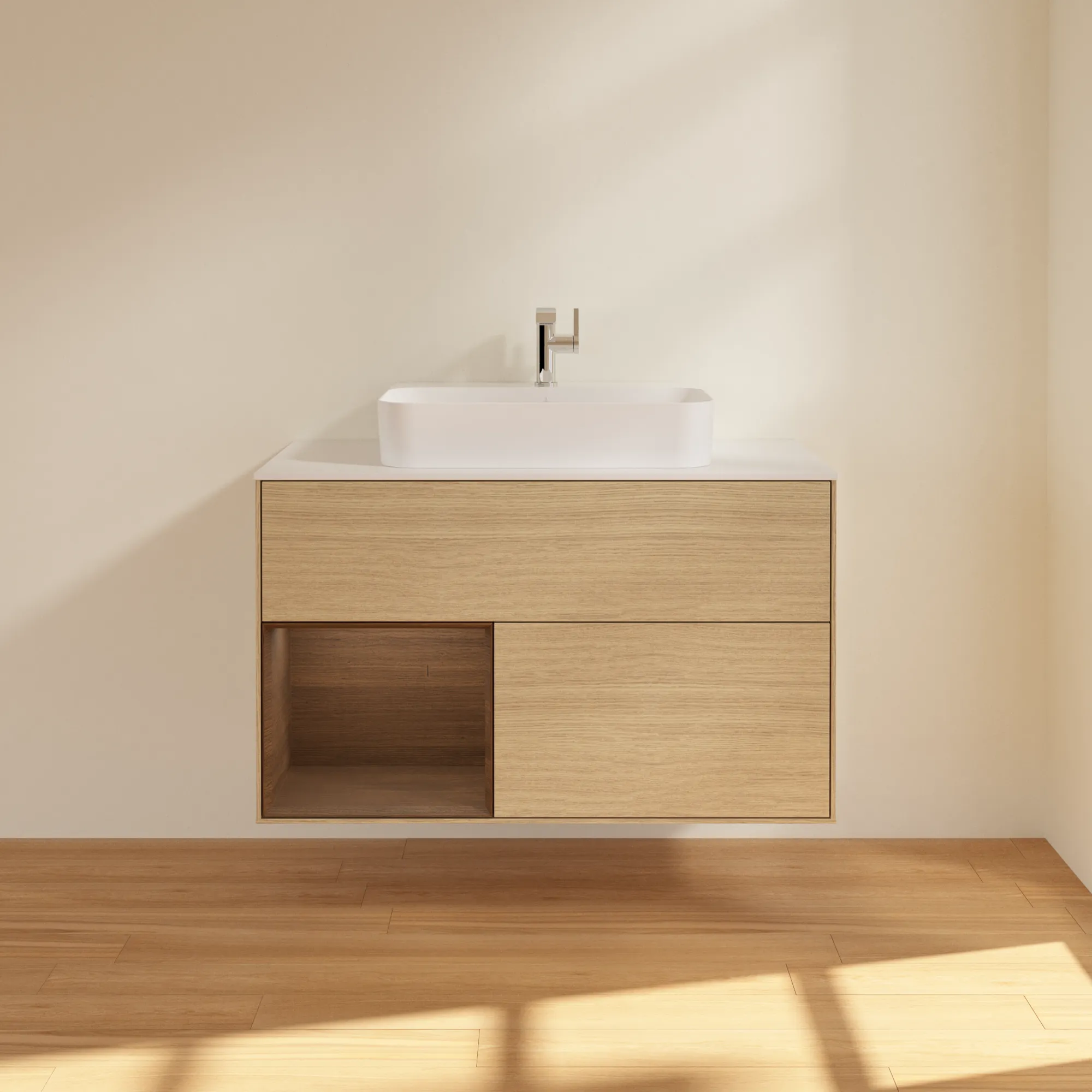 Villeroy & Boch Waschtischunterschrank „Finion“ für Schrankwaschtisch 1000 × 603 × 501 mm Oak Veneer, für Becken mittig