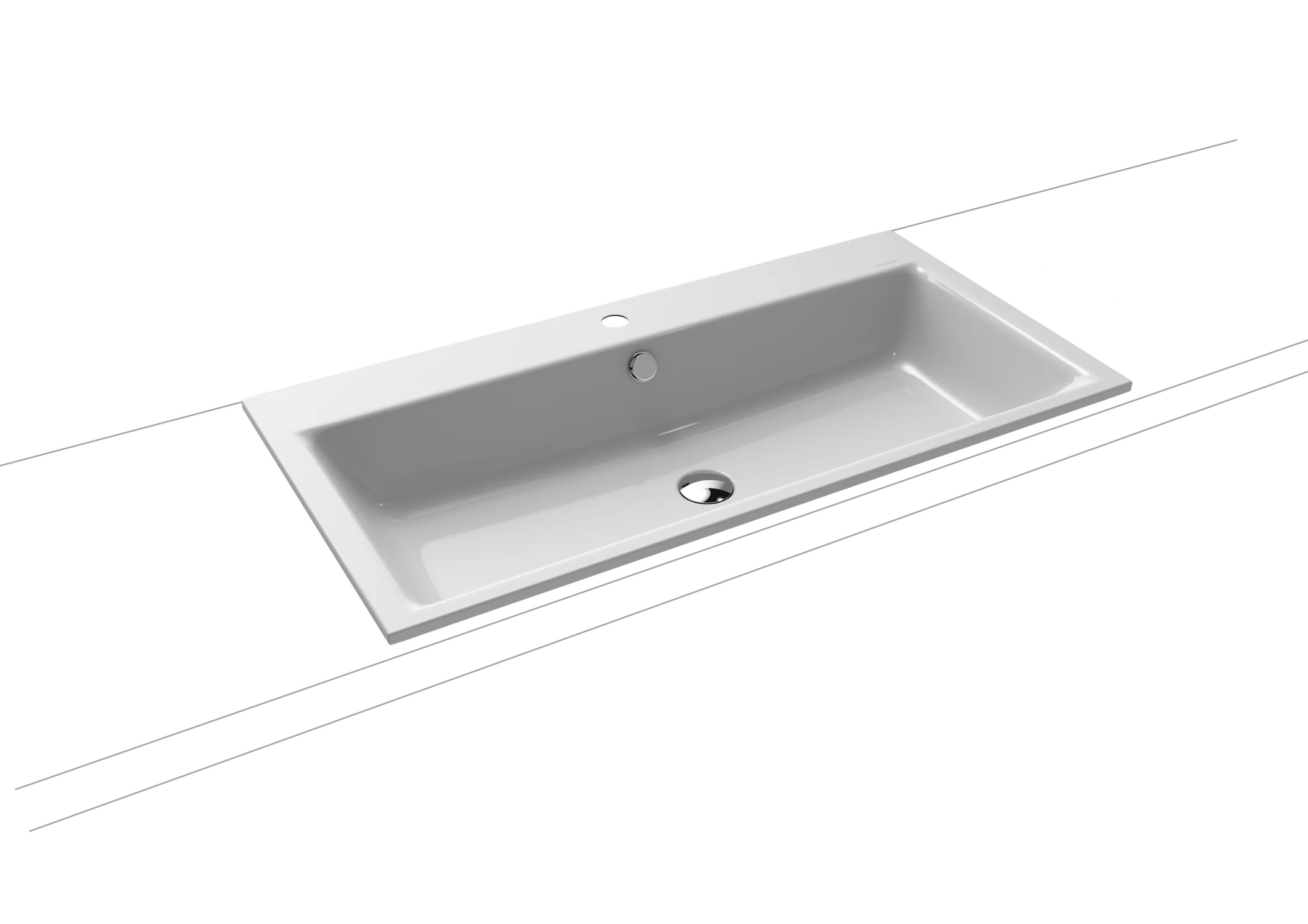 Kaldewei Einbauwaschtisch PURO mit 1 Hahnlochbohrung, mit Überlauf, Perl-Effekt, Antidröhn, 900 x 460 mm in Alpinweiß