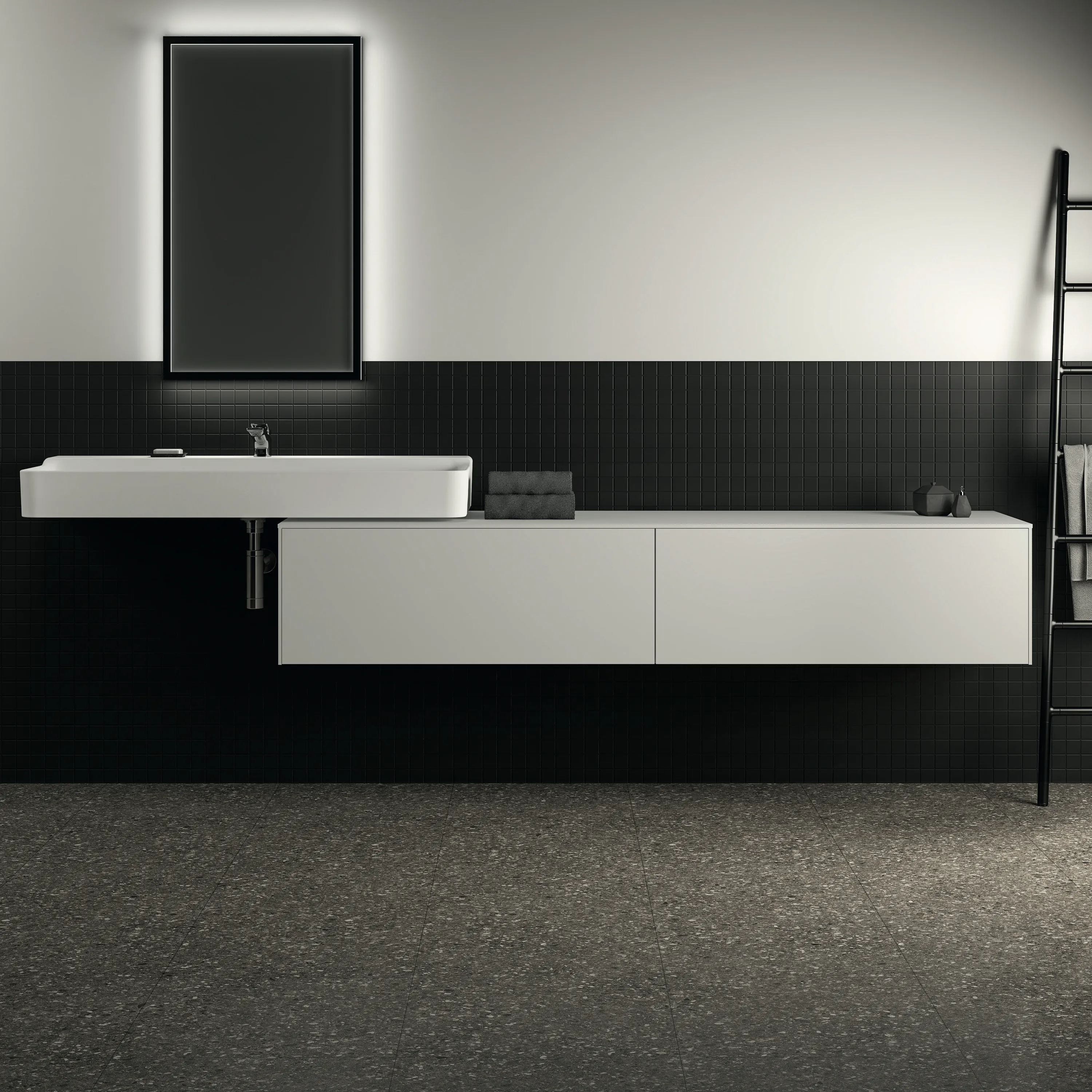 Waschbecken „Conca“ 120 × 45 × 14,5 cm, Hahnlochposition mittig in Weiß Waschbecken „Conca“ 120 × 45 × 14,5 cm, Hahnlochposition mittig in Weiß