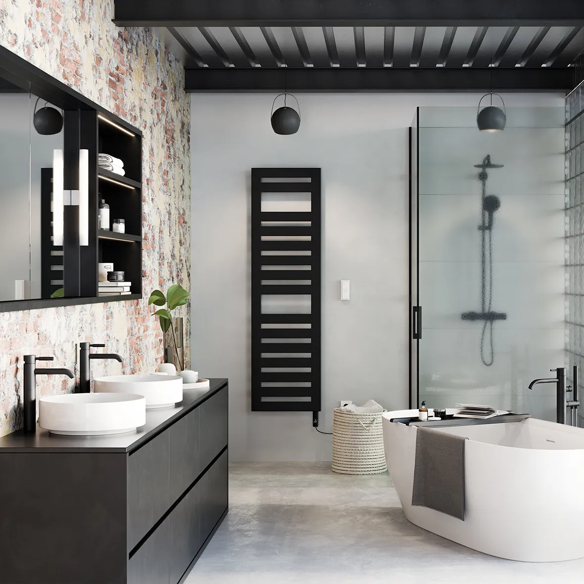Zehnder Design-Elektroheizkörper „Metropolitan Spa“ 50 × 175 cm in Traffic Black (RAL 9017) Zehnder Design-Elektroheizkörper „Metropolitan Spa“ 50 × 175 cm in Traffic Black (RAL 9017)