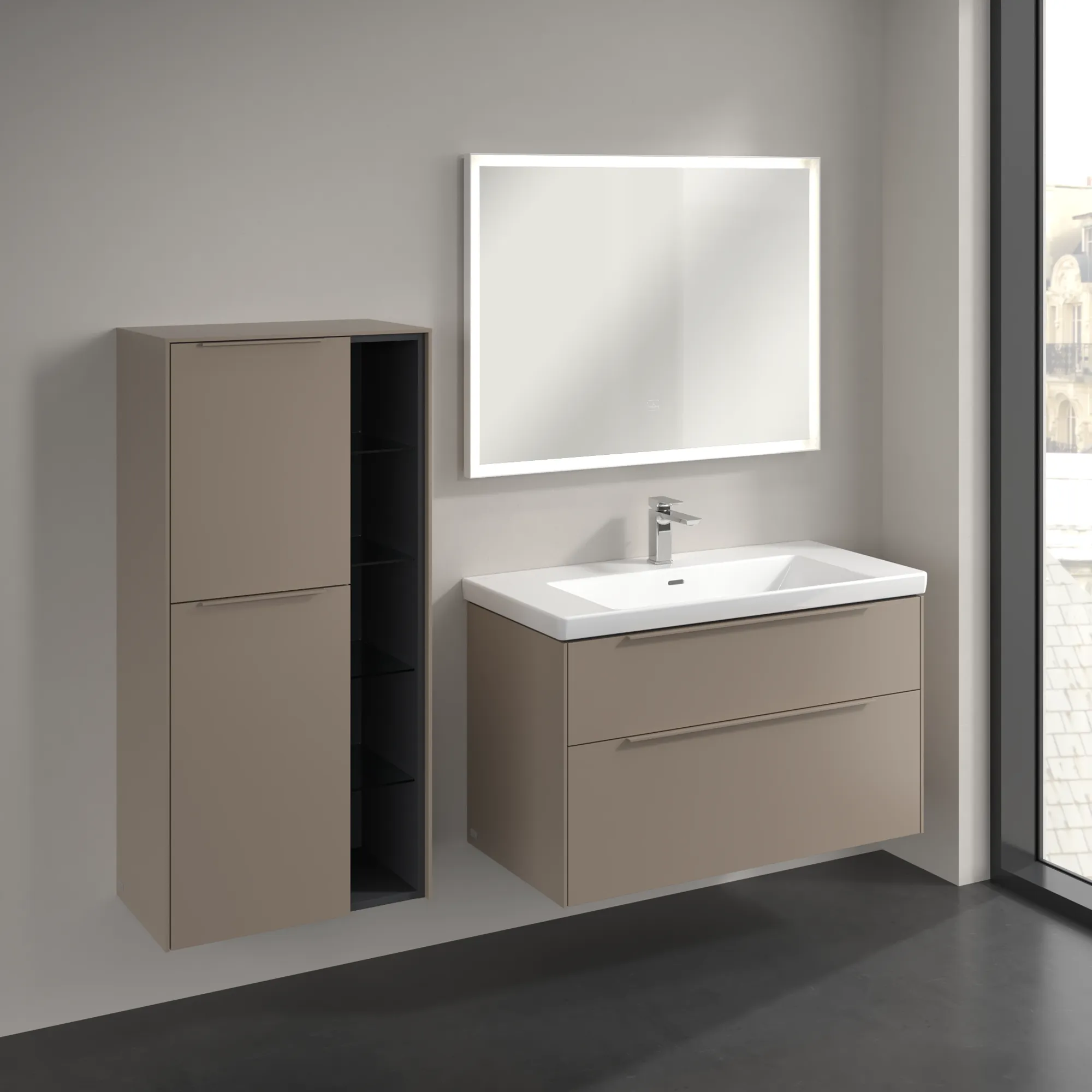 Villeroy & Boch Mittelschrank „Subway 3.0“ 57,4 × 120 × 36,2 × 36,2 cm 2 Türen, Anschlag (Scharnier) links, 2 Türen, Anschlag links