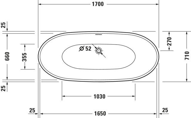 Duravit Badewanne „DuraVato“ freistehend oval 170 × 71 cm 