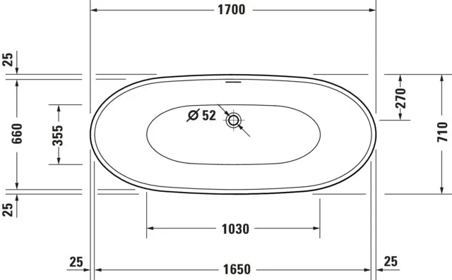 Duravit Badewanne „DuraVato“ freistehend oval 170 × 71 cm