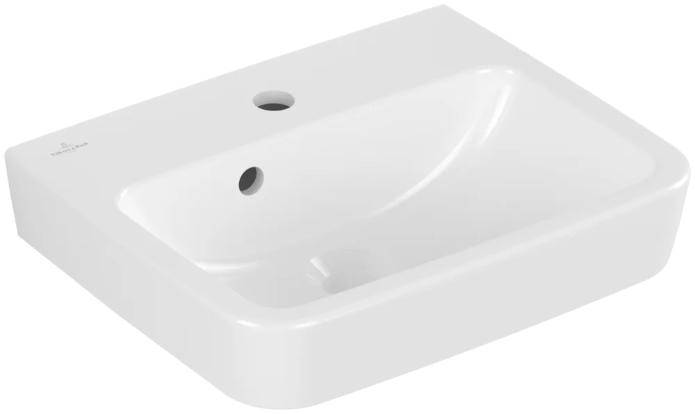 Villeroy & Boch Handwaschbecken O.novo, weiß Alpin AntiBac CeramicPlus, 450 x 370 mm, Höhe 160 mm, mit Überlauf, für 3-Loch-Armatur