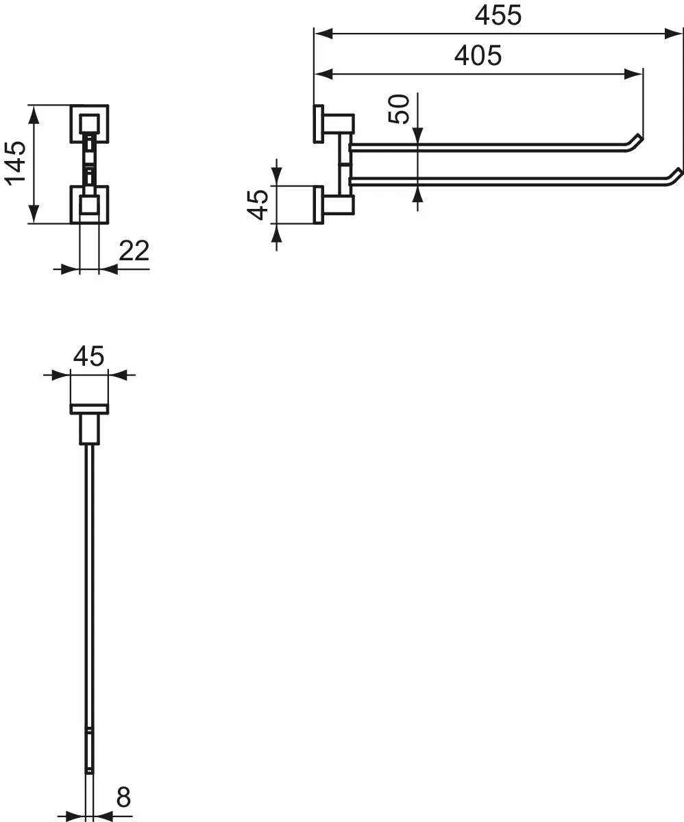 Doppelte Handtuchstange IOM Cube, Chrom Doppelte Handtuchstange IOM Cube, Chrom