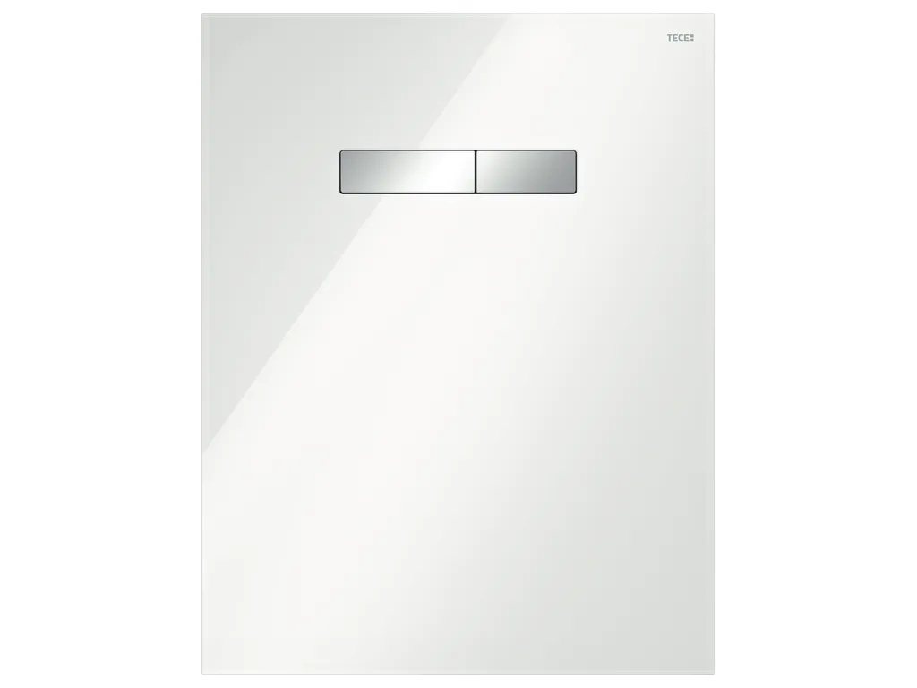 TECElux Betätigungsglasplatte manuell Glas weiß, Tasten Chrom glänzend