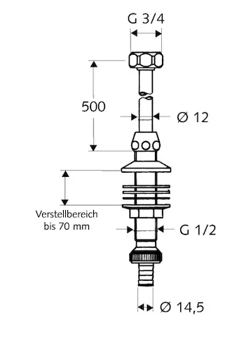 Spülengarnitur, Überwurfmutter G 3/4 IG, Schlauchverschraubung Ø 14,5 mm (DN 20 G 3/4 AG), chrom Spülengarnitur, Überwurfmutter G 3/4 IG, Schlauchverschraubung Ø 14,5 mm (DN 20 G 3/4 AG), chrom
