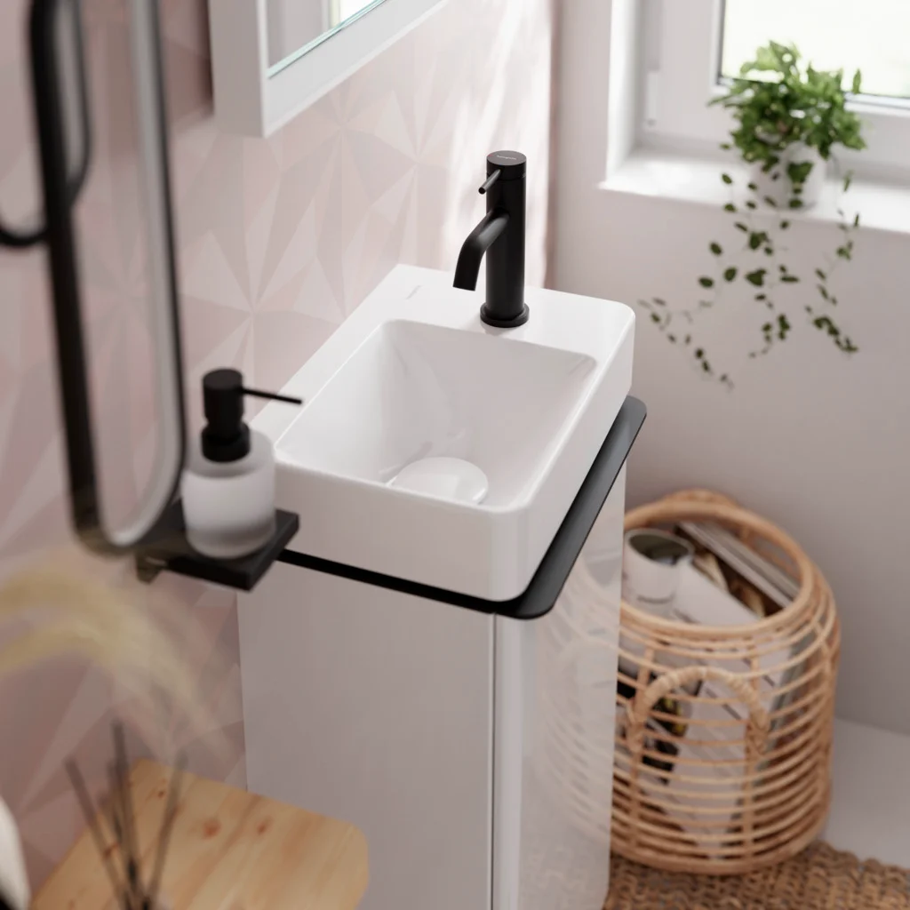 Hansgrohe Xelu Q Handwaschbecken, weiß, 360x250 mm, wandhängend, mit Ablage rechts, SmartClean, ohne Überlauf
