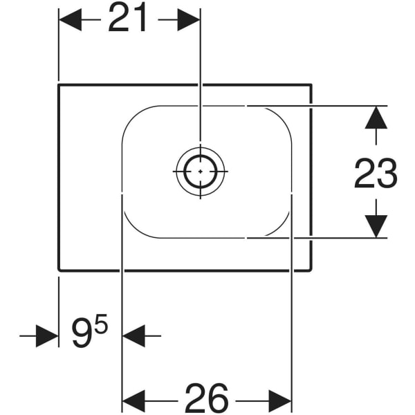 Wandwaschtisch mit Ablagefläche „iCon Light“, rechteckig, Ablagefläche links, mittig 38 × 28 cm Wandwaschtisch mit Ablagefläche „iCon Light“, rechteckig, Ablagefläche links, mittig 38 × 28 cm