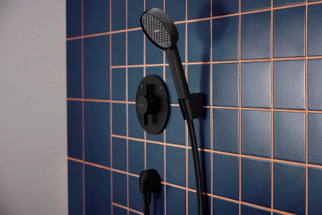 Hansgrohe Activera Select S Handbrause, 95 mm Brausekopfgröße, Rain & ImpactRain Strahl, mattschwarz, mit FlexPower und QuickClean+ Technologie