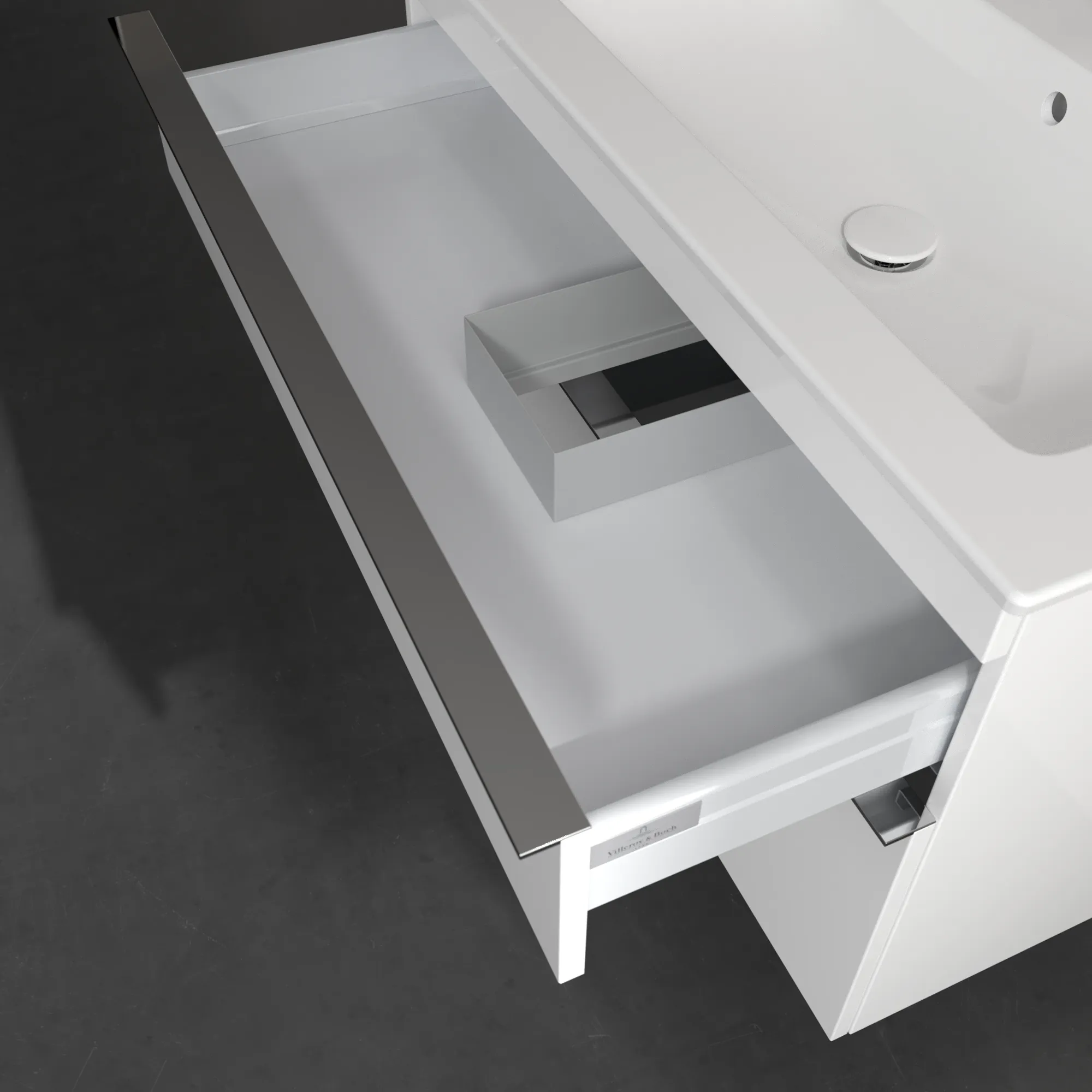 Villeroy & Boch Waschtischunterschrank „Venticello“ für Schrankwaschtisch 953 × 590 × 502 mm Glossy White, für Becken rechts