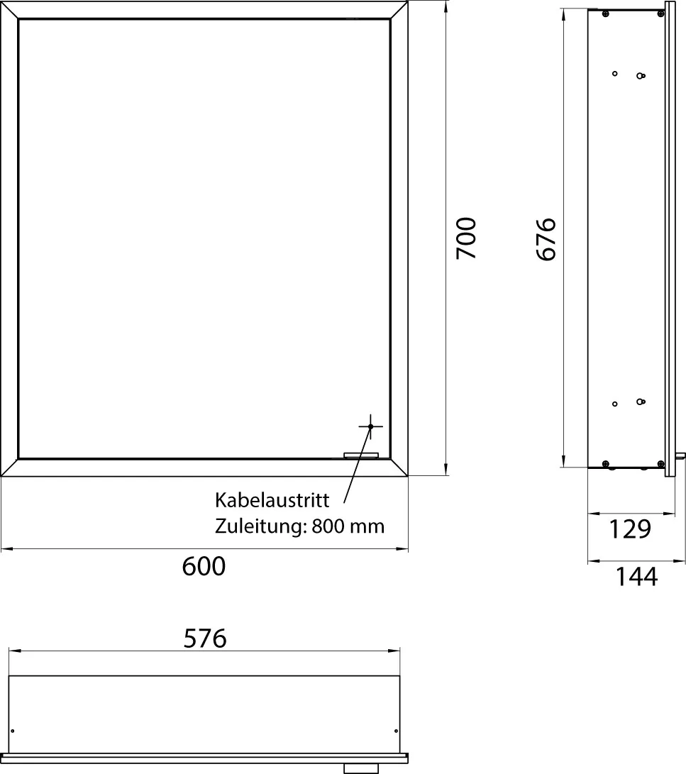 LED-Lichtspiegelschrank prime Slimunterputz, 600 mm, 1-türig, IP 20Rückwand verspiegelt