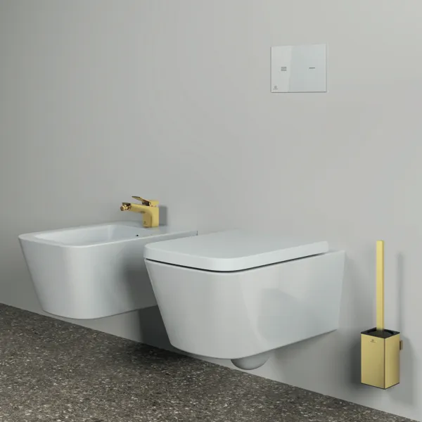 Ideal Standard WC-Bürstengarnitur Conca Cube, eckig, Brushed Gold