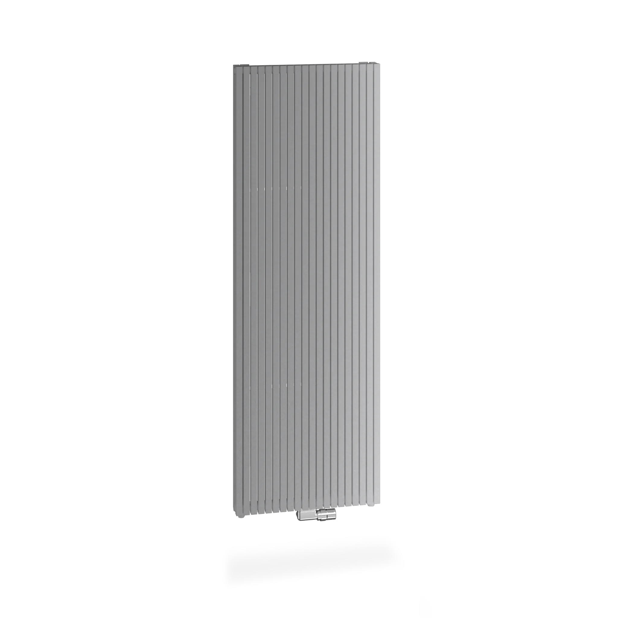 Kermi Carre Bad- und Wohnheizkörper, Serie Carre Plus, Glanzsilber Metallic, 1400x295x86 mm, vertikale Heizrohre, Warmwasserbetrieb