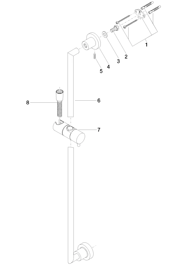 Dornbracht TARA Duschgarnitur ohne Handbrause - Chrom Dornbracht TARA Duschgarnitur ohne Handbrause - Chrom
