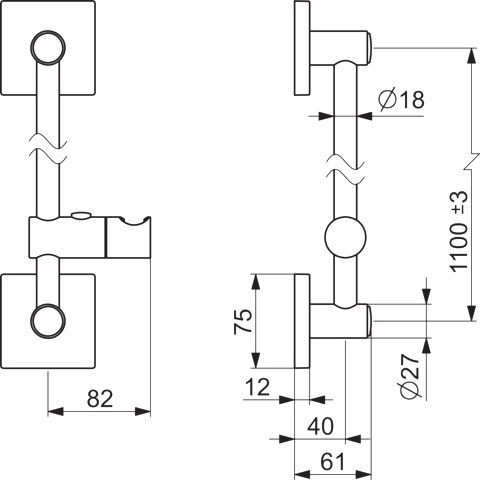HA Wandstange HANSA 4441 Chrom