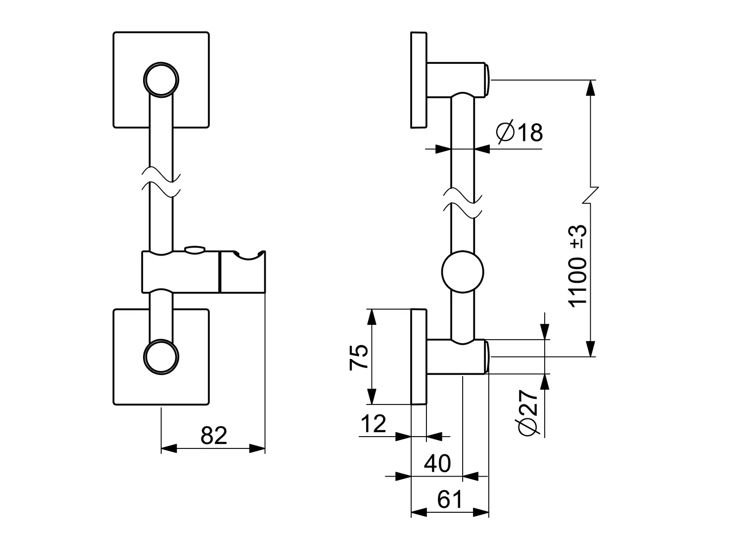 Hansa Duschstange Hansajet Wandstange Hansa 4441 Chrom