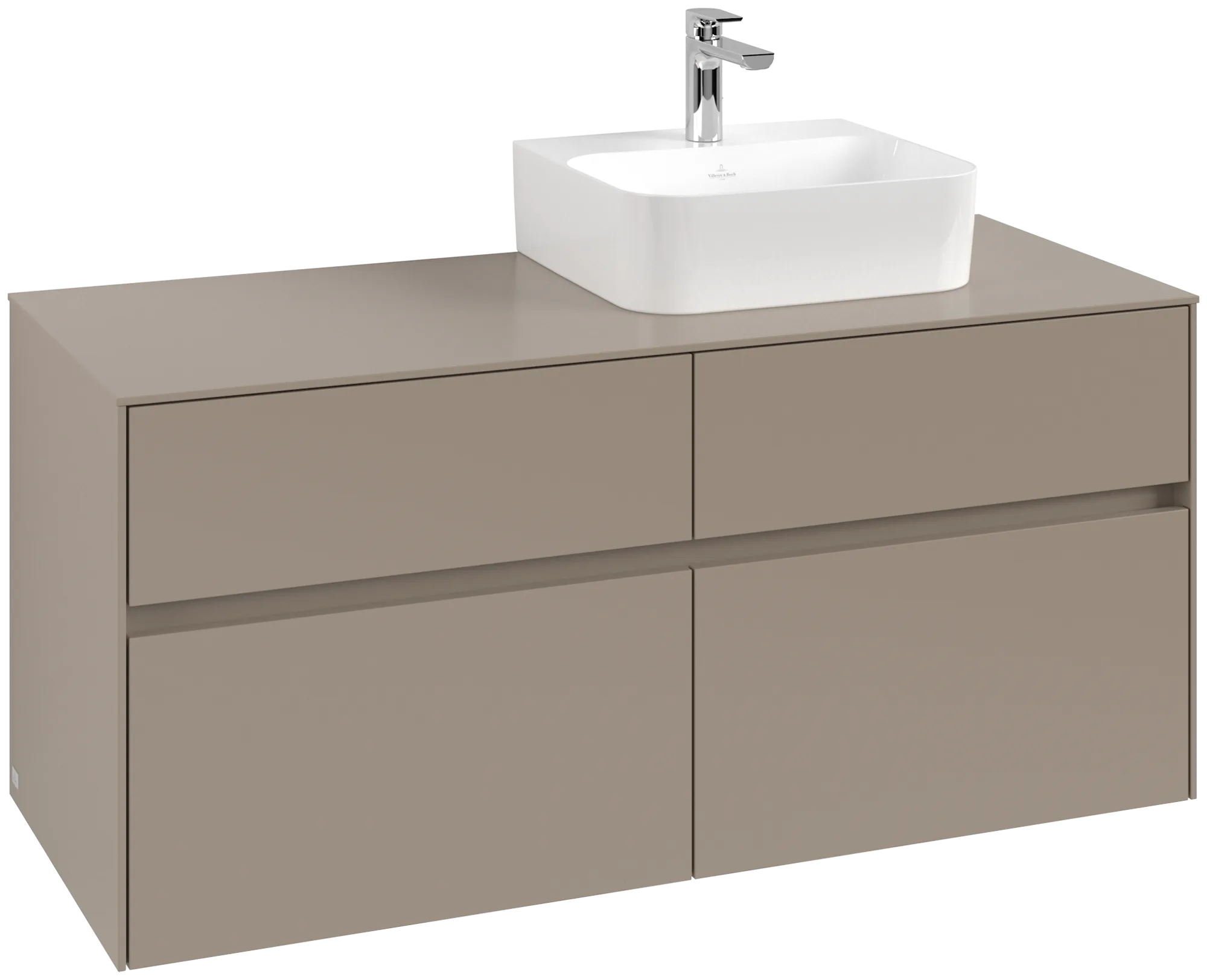 Villeroy & Boch Waschtischunterschrank „Collaro“ 1200 × 548 × 500 mm Taupe, ohne Beleuchtung, für Becken rechts