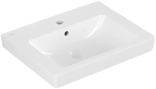 Villeroy & Boch Wandwaschtisch „Subway 2.0“ 550 × 440 × 150 mm, mit Hahnlochbohrung, Hahnlochposition mittig, mit Hahnlochbank in Weiß Alpin