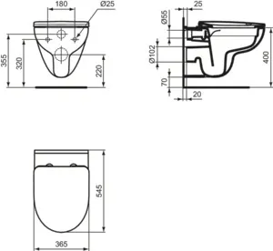 WC-Paket i.life A Randlos mit Universal WC-Sitz Softclose Weiß