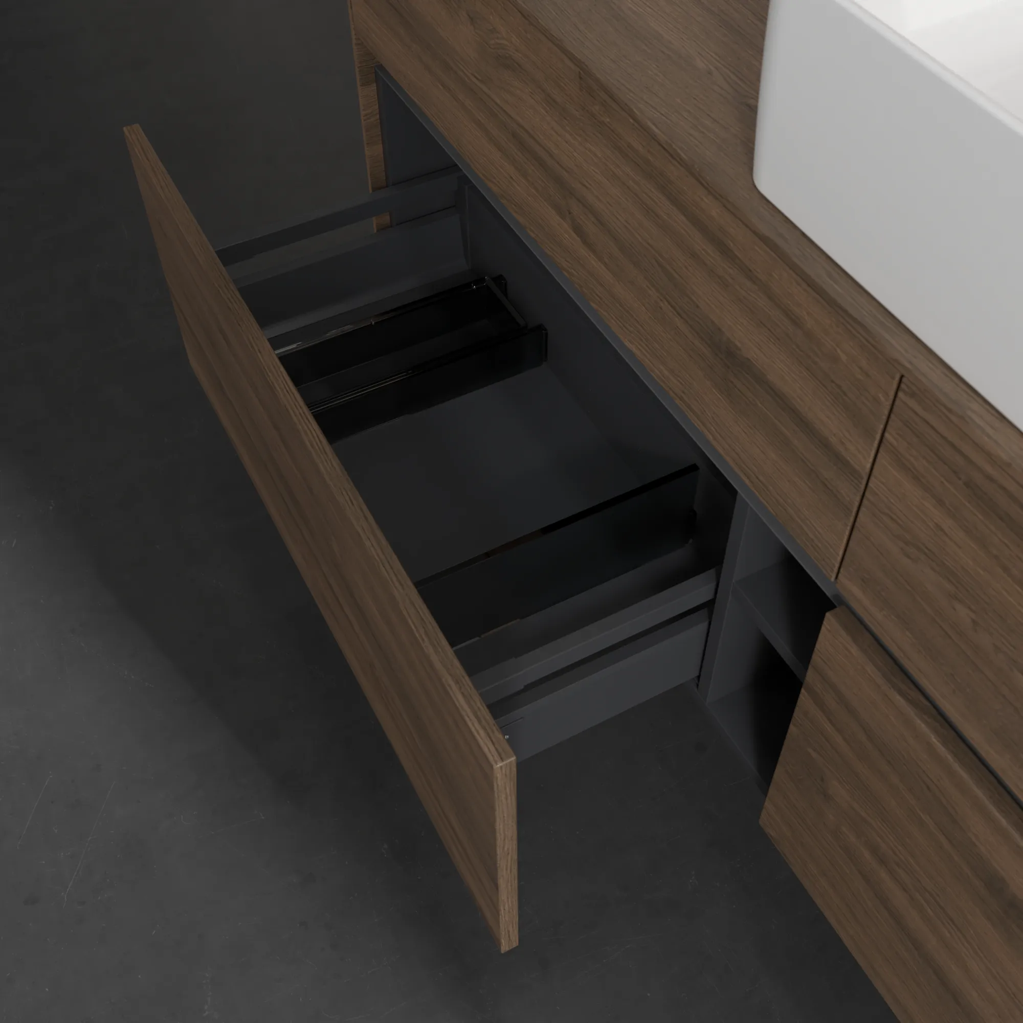 Villeroy & Boch Waschbeckenunterschrank Collaro Arizona Oak, 1600x548x500 mm, mit Beleuchtung und SoftClosing, Eckig