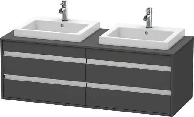 Duravit Waschtischunterschrank wandhängend „Ketho“ 140 × 49,6 × 55 cm Graphit Matt