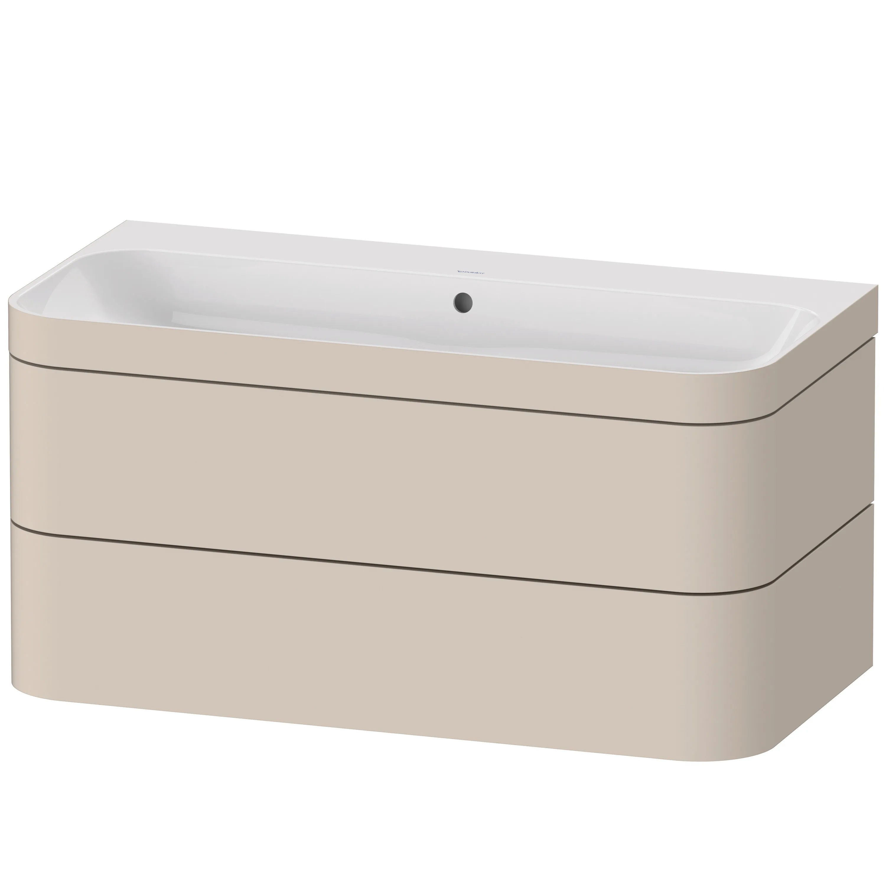 Duravit Waschtischunterschrank c-shaped Set wandhängend „Happy D.2 Plus“ 97,5 × 48 × 49 cm Taupe Supermatt