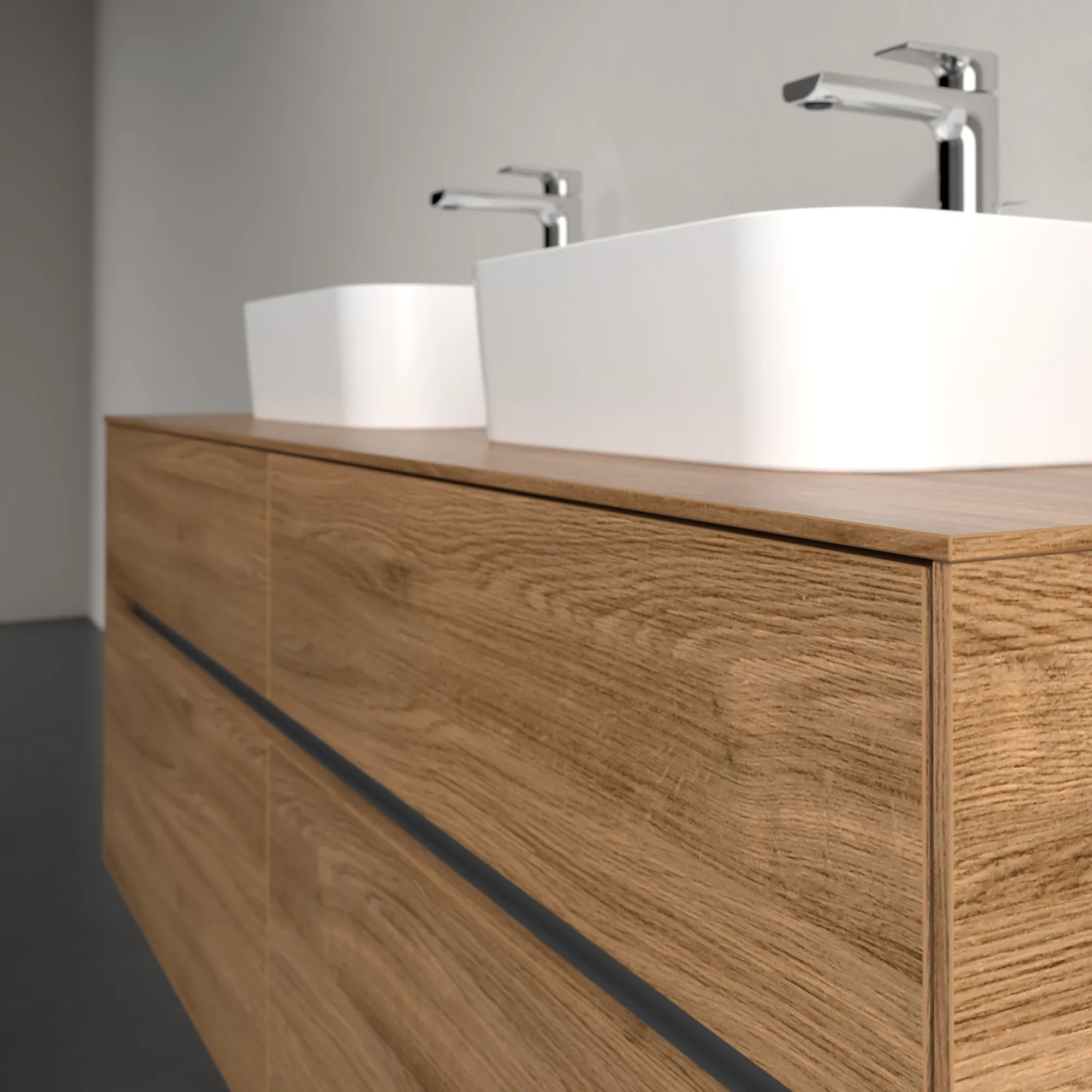 Villeroy & Boch Waschtischunterschrank „Collaro“ 1400 × 548 × 500 mm Kansas Oak, mit Beleuchtung, für links und rechts Villeroy & Boch Waschtischunterschrank „Collaro“ 1400 × 548 × 500 mm Kansas Oak, mit Beleuchtung, für links und rechts