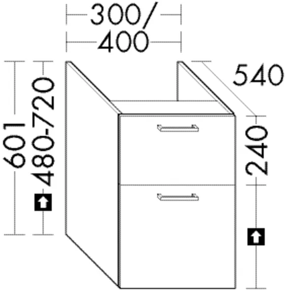 burgbad Waschtischunterschrank „Sys30“ 340 × 641 × 580 mm in Weiß Matt
