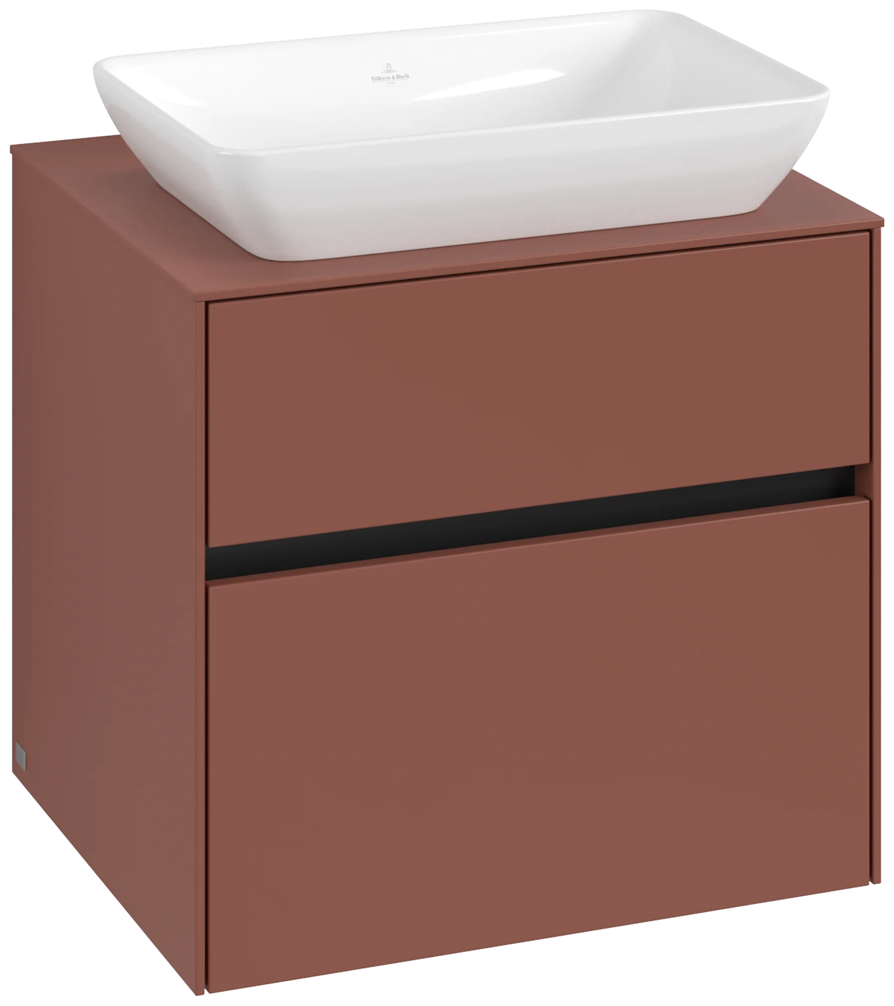 Villeroy & Boch Waschbeckenunterschrank Collaro, Eckig, Wine Red, 600 x 548 x 500 mm, 1 Waschbecken, mittige Position, 2 Auszüge mit Antirutsch-Boden