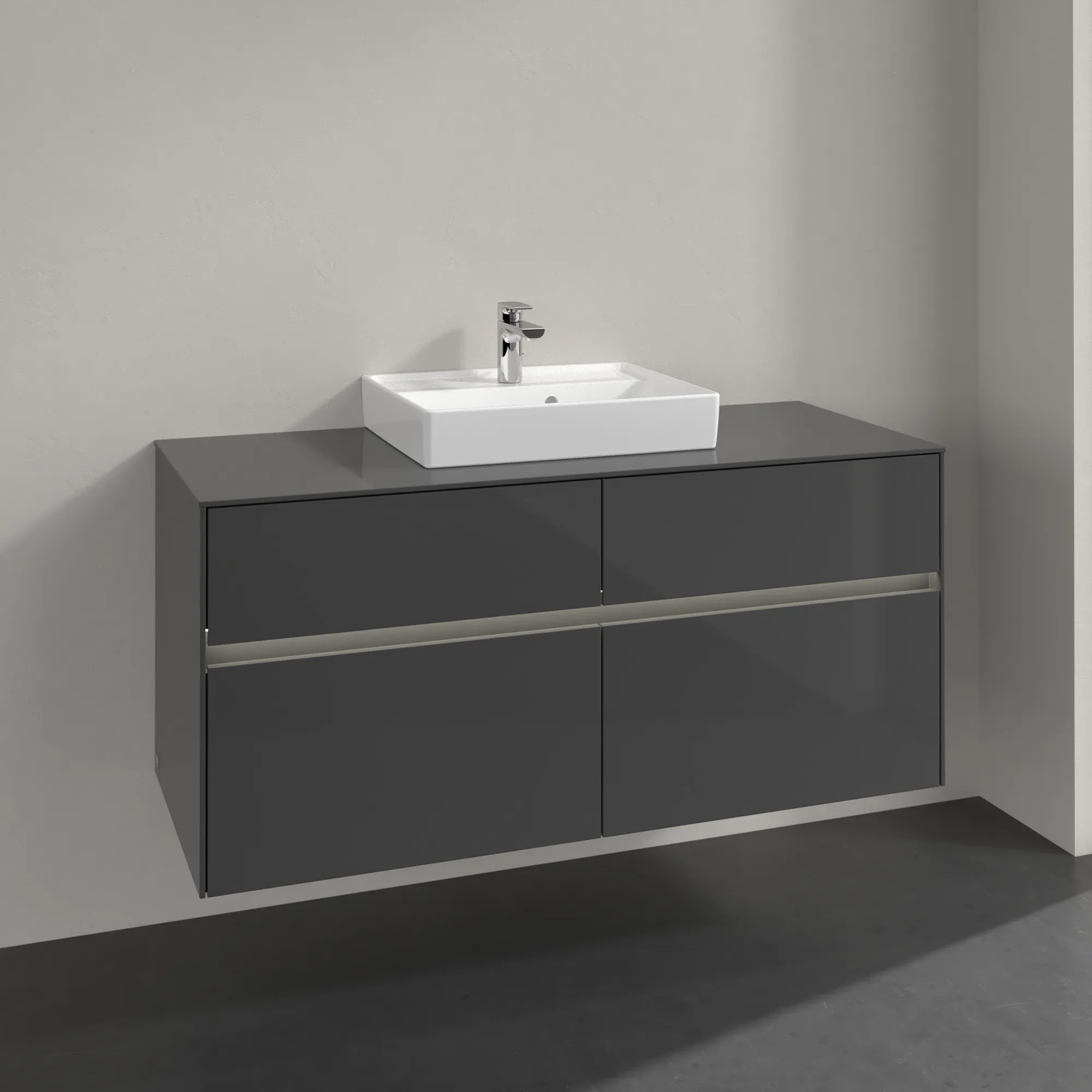Villeroy & Boch Collaro Waschbeckenunterschrank 1200x548x500mm Glossy Grey Villeroy & Boch Collaro Waschbeckenunterschrank 1200x548x500mm Glossy Grey