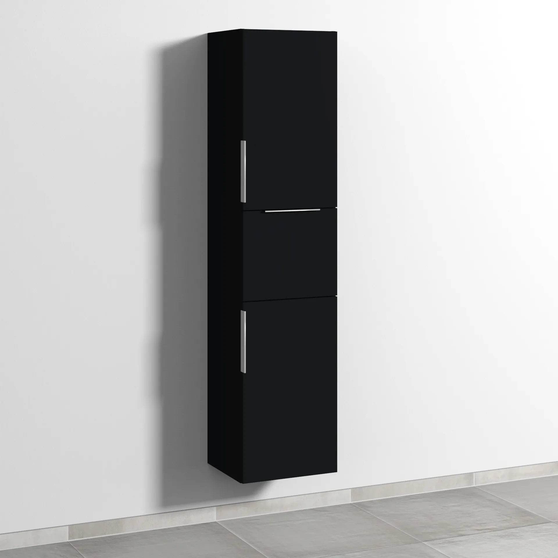 Sanipa Hochschrank „3way“ 400 × 1700 × 345 mm Anschlag rechts, in Schwarz (matt), Anschlag rechts