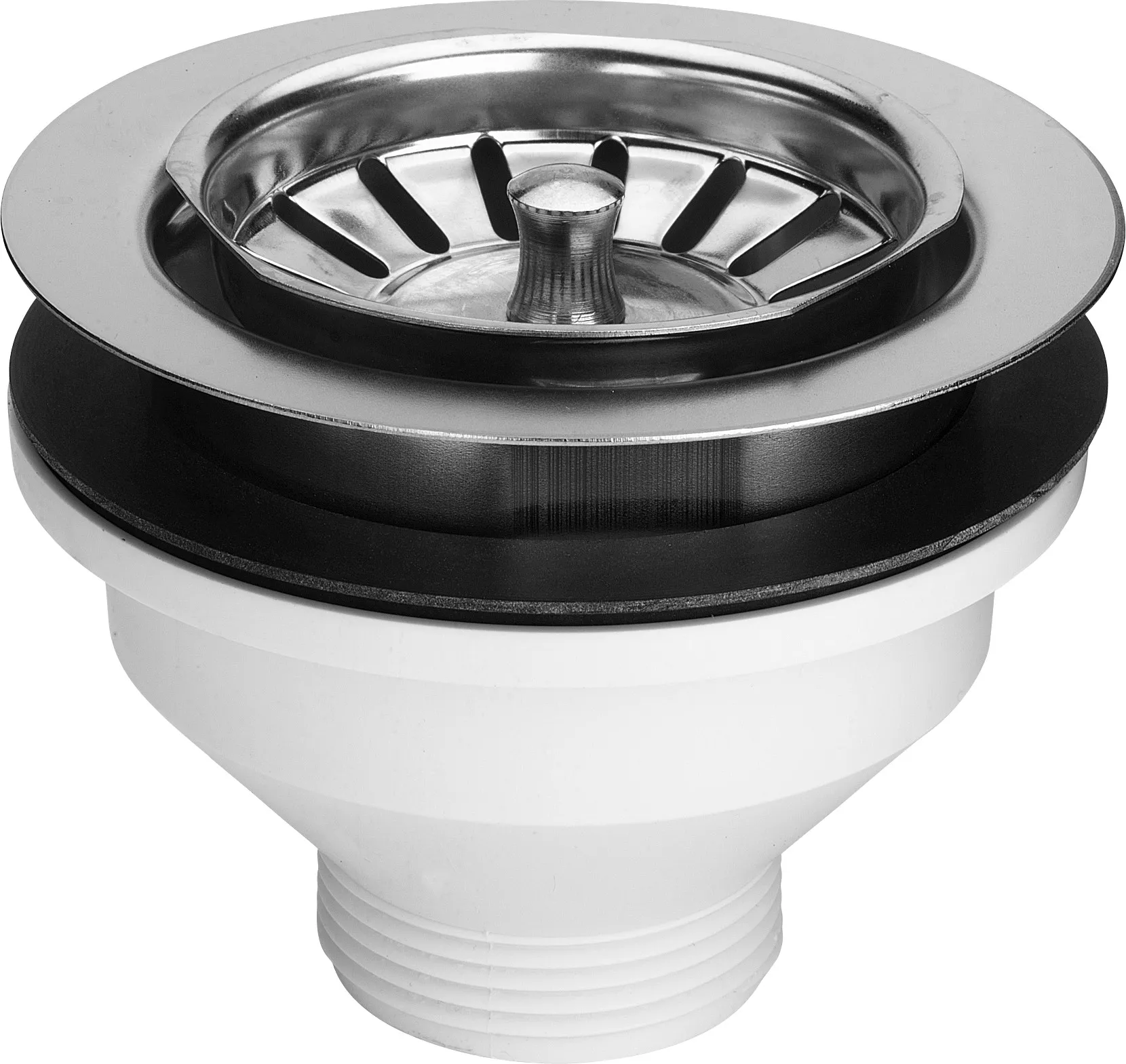 Viega Ablaufventil für Spülen Modell 7128 in G1 1 / 2 × 114,5 mm Chromnickelstahl 11,4 cm